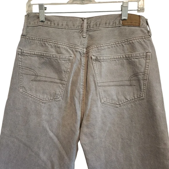 AMERICAN EAGLE HI RISE BUTTON FLY WIDE LEG PATCH POCKETS CROP JEAN'S SZ 8 - Picture 5 of 12